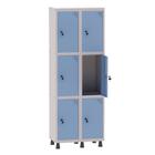 Armário Guarda Volume Locker Roupeiro 2 Vãos 6 Portas Aço GRF502/6 Cinza e Azul Dali - Pandin