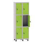 Armário Guarda Volume Locker Roupeiro 2 Vãos 6 Portas Aço GRF502/6 Cinza e Verde Miró - Pandin