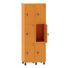 Armário Guarda Volume Locker Roupeiro 2 Vãos 6 Portas Aço GRF502/6 Laranja Picasso - Pandin