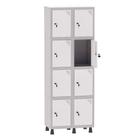 Armário Guarda Volume Locker Roupeiro 2 Vãos 8 Portas Aço GRF502/8 Cinza e Branco - Pandin