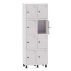 Armário Guarda Volume Locker Roupeiro 2 Vãos 8 Portas Aço GRP502/8 Branco - Pandin