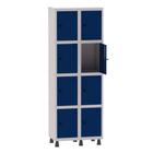 Armário Guarda Volume Locker Roupeiro 2 Vãos 8 Portas Aço GRP502/8 Cinza e Azul Del Rey - Pandin