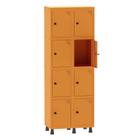 Armário Guarda Volume Locker Roupeiro 2 Vãos 8 Portas Aço GRP502/8 Laranja Picasso - Pandin