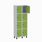 Armário Guarda Volume Locker Roupeiro 2 Vãos 8 Portas GR302/8 Light Cinza e Verde - Pandin