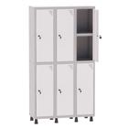 Armário Guarda Volume Locker Roupeiro 3 Vãos 06 Portas Com Prateleira GRF503PRI/6 Cinza e Branco - Pandin