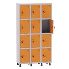 Armário Guarda Volume Locker Roupeiro 3 Vãos 12 Portas Aço GRF503/12 Cinza e Laranja - Pandin