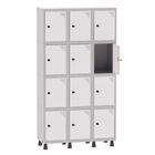 Armário Guarda Volume Locker Roupeiro 3 Vãos 12 Portas Aço GRP503/12 Cinza e Branco - Pandin