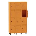 Armário Guarda Volume Locker Roupeiro 3 Vãos 12 Portas Aço GRP503/12 Laranja - Pandin