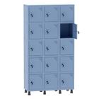 Armário Guarda Volume Locker Roupeiro 3 Vãos 15 Portas Aço GRF503/15 Azul Dali - Pandin