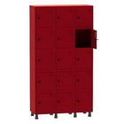 Armário Guarda Volume Locker Roupeiro 3 Vãos 15 Portas Aço GRP503/15 Vermelho - Pandin