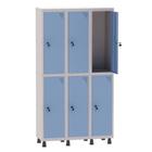 Armário Guarda Volume Locker Roupeiro 3 Vãos 6 Portas Aço GRF503/6 Cinza e Azul Dali - Pandin