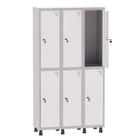 Armário Guarda Volume Locker Roupeiro 3 Vãos 6 Portas Aço GRF503/6 Cinza e Branco - Pandin