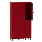 Armário Guarda Volume Locker Roupeiro 3 Vãos 6 Portas Aço GRF503/6 Vermelho - Pandin