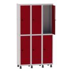 Armário Guarda Volume Locker Roupeiro 3 Vãos 6 Portas Aço GRP503/6 Cinza e Vermelho - Pandin