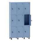 Armário Guarda Volume Locker Roupeiro 3 Vãos 9 Portas Aço GRF503/9 Azul Dali - Pandin