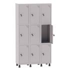 Armário Guarda Volume Locker Roupeiro 3 Vãos 9 Portas Aço GRF503/9 Cinza - Pandin