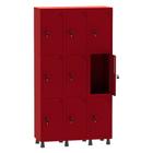 Armário Guarda Volume Locker Roupeiro 3 Vãos 9 Portas Aço GRF503/9 Vermelho - Pandin