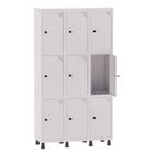 Armário Guarda Volume Locker Roupeiro 3 Vãos 9 Portas Aço GRP503/9 Branco - Pandin