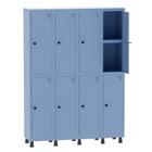 Armário Guarda Volume Locker Roupeiro 4 Vãos 08 Portas Com Prateleira GRP504PRI/8 Azul Dali - Pandin