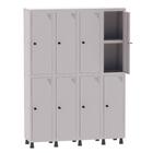 Armário Guarda Volume Locker Roupeiro 4 Vãos 08 Portas Com Prateleira GRP504PRI/8 Cinza - Pandin