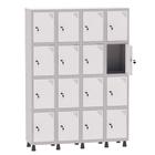 Armário Guarda Volume Locker Roupeiro 4 Vãos 16 Portas Aço GRF504/16 Cinza e Branco - Pandin