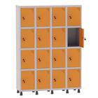 Armário Guarda Volume Locker Roupeiro 4 Vãos 16 Portas Aço GRF504/16 Cinza e Laranja Picasso - Pandin