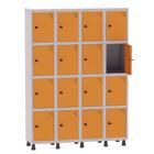 Armário Guarda Volume Locker Roupeiro 4 Vãos 16 Portas Aço GRP504/16 Cinza e Laranja Picasso - Pandin