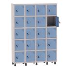 Armário Guarda Volume Locker Roupeiro 4 Vãos 20 Portas Aço GRF504/20 Cinza e Azul Dali - Pandin