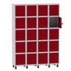 Armário Guarda Volume Locker Roupeiro 4 Vãos 20 Portas Aço GRF504/20 Cinza e Vermelho - Pandin