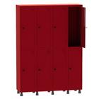 Armário Guarda Volume Locker Roupeiro 4 Vãos 8 Portas Aço GRP504/8 Vermelho - Pandin