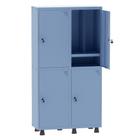 Armário Guarda Volume Locker Roupeiro Insalubre 2 Vãos 04 Portas Com Prateleira GRP502/4INSPV Azul Dali - Pandin