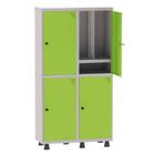 Armário Guarda Volume Locker Roupeiro Insalubre 2 Vãos 04 Portas Com Prateleira GRP502/4INSPV Cinza e Azul Dali - Pandin