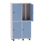 Armário Guarda Volume Locker Roupeiro Insalubre 2 Vãos 04 Portas GRP502/4INS Cinza e Azul Dali - Pandin