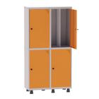 Armário Guarda Volume Locker Roupeiro Insalubre 2 Vãos 04 Portas GRP502/4INS Cinza e Laranja - Pandin