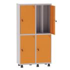 Armário Guarda Volume Locker Roupeiro Insalubre 2 Vãos 04 Portas GRP502/4INS Cinza e Laranja Picasso - Pandin