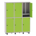 Armário Guarda Volume Locker Roupeiro Insalubre 3 Vãos 06 Portas Com Prateleira GRP503/6INSPV Cinza e Verde Miró - Pandi - Pandin