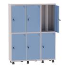 Armário Guarda Volume Locker Roupeiro Insalubre 3 Vãos 06 Portas GRP503/6INS Cinza e Azul Dali - Pandin