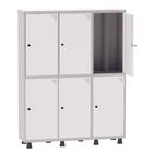 Armário Guarda Volume Locker Roupeiro Insalubre 3 Vãos 06 Portas GRP503/6INS Cinza e Branco - Pandin