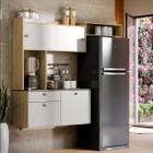 Armário Lara Suspenso Para Cozinha Compacta Com Bancada Multiuso 4 Portas E 1 Gaveta