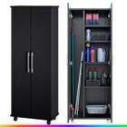 Armário Lavanderia 2 Portas com Espaço para Vassouras Multiuso com Rodinhas Móveis Bonatto