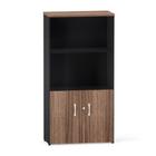 Armario Misto 02 Portas P25 Pandin Walnut e Preto 1.60 M