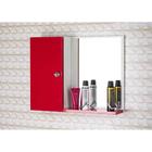 Armario Para Banheiro Com Espelho Cor Vermelho E Branco