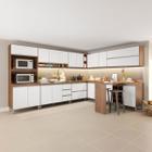 Armários de Cozinha Canto Completo Modulada com Bancada Ilha Sabrina 12 Peças MDP Branco MENU