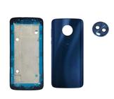 Aro Chassis Motorola Moto G6 Azul Indigo + Tampa Vidro Traseira e Lente