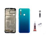 Aro Chassis Motorola Moto G8 Power Lite + Tampa Traseira Azul claro Lente e Cola