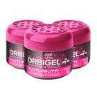 Aromatizante Para Carros e Outros Ambientes Em Gel Fragrância TuttiFrutti 55g Orbi Química Kit com 3