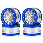 Aros da roda de alumínio RC-Hub 1.9" beadlock para 1/10 RC Axial SCX10 CC01 D90 D110 TF2, 4Pcs (Prata & Azul)