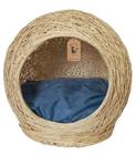 Arranhador gatos toca Palha almofada azul sisal 4 pés madeira 50x43 suporta 10kg