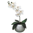 Arranjo 1 Orquídea Real Branca Delicada Vaso Prateado