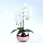 Arranjo 2 Orquídeas Artificiais Brancas em Vaso Rose Gold Érika